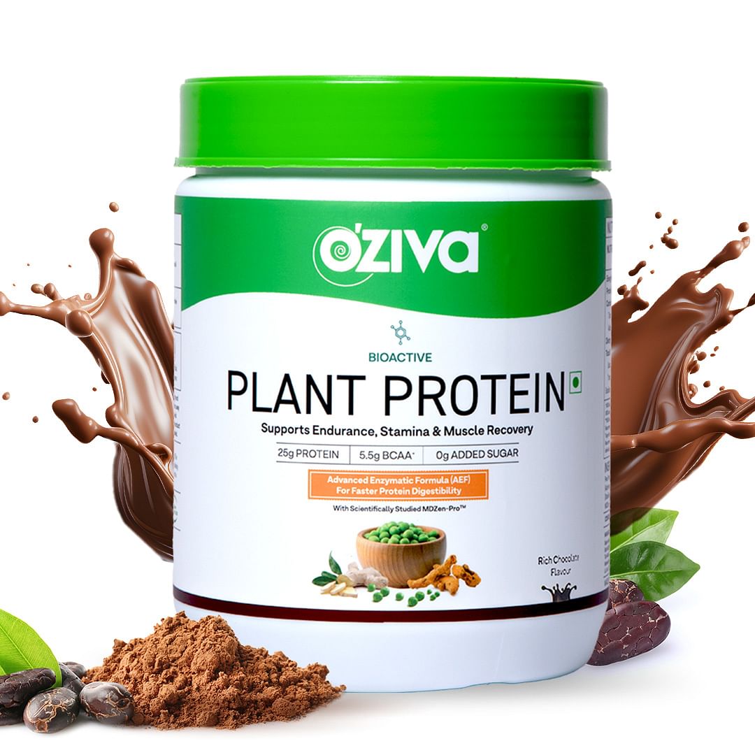 

OZiva Bioactive Plant Protein (25g Vegan Protein) for Endurance & Muscle Recovery Plant-Based Protein (500g, Chocolate)- Pack of 1