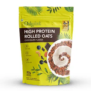 Only Plant High Protein Rolled Oats | Gluten Free Oats | Healthy Cereal Breakfast | 100% Natural Wholegrain | 23g Protein (Chocolate, 500 g)