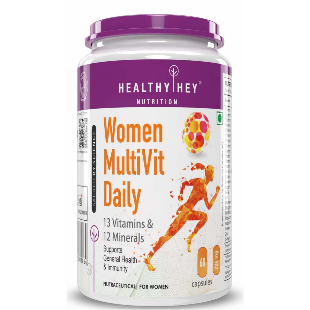 

HealthyHey Nutrition MultiVitamin for Women - Multi-Vit Daily - 13 Vitamins & 12 Minerals - 60 Capsules