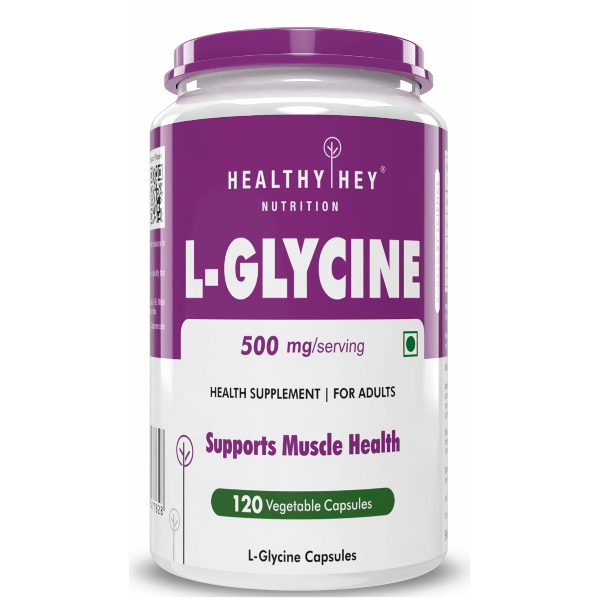 

HealthyHey Nutrition L- Glycine - 500 mg - Support Brain and Sleep Health - 120 Veg. Capsules (120)