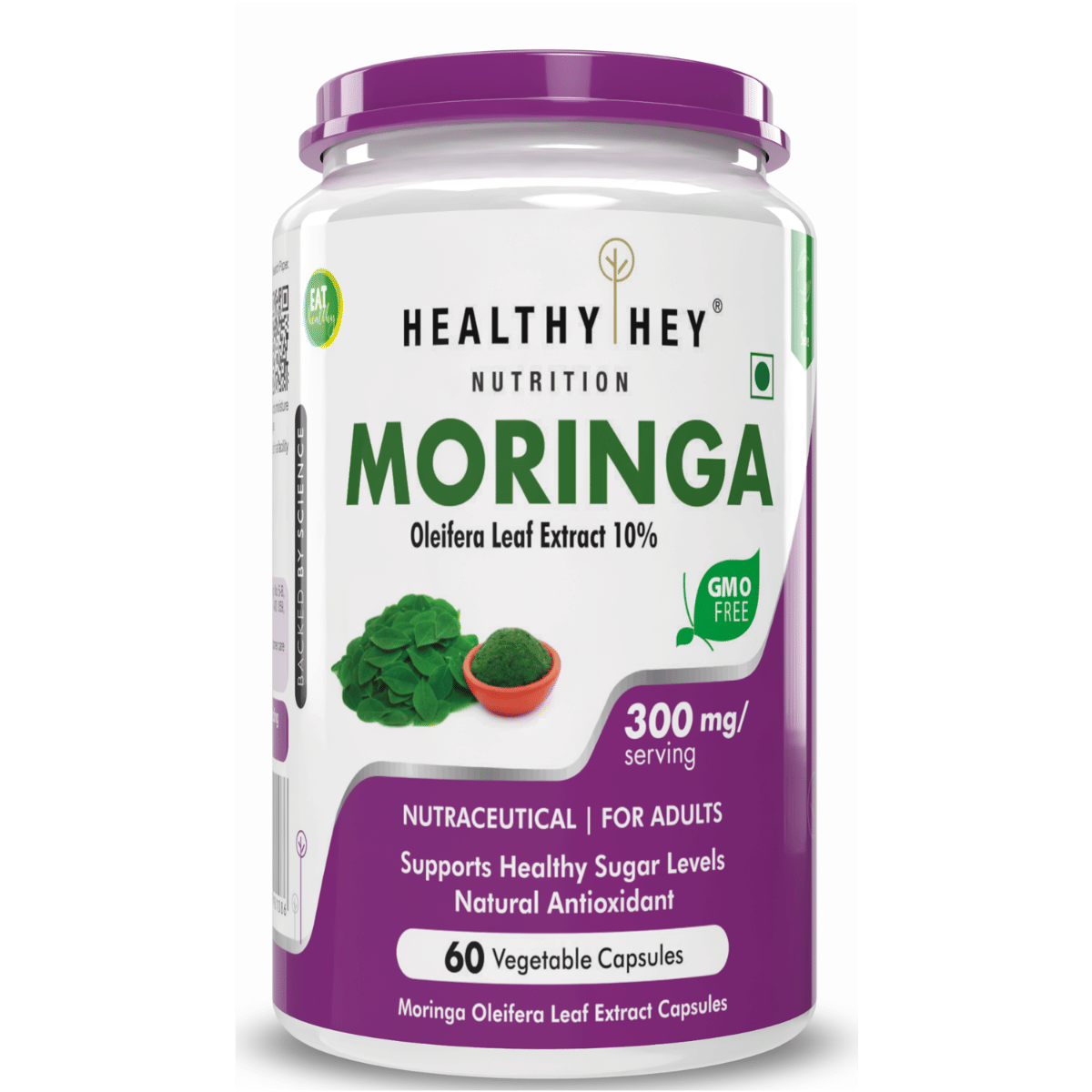 

HealthyHey Moringa Extract 10:1 - Olifeira Leaf - Miracle Tree - 60 Veg Capsules (Pack of 1)