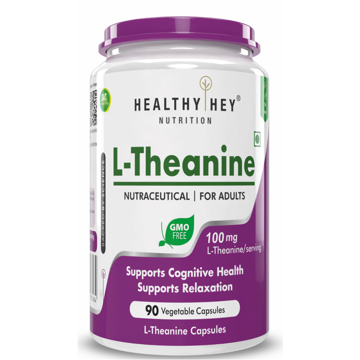 

HealthyHey L-Theanine 100mg- Support Relaxation - 90 Vegetarian Capsules (Pack of 1)