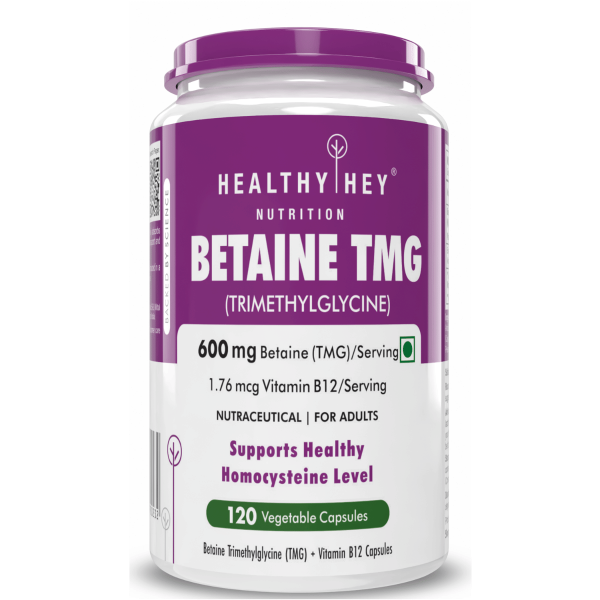 

HealthyHey Nutrition Betaine Trimethylglycine (TMG) 120 Veg. Capsules