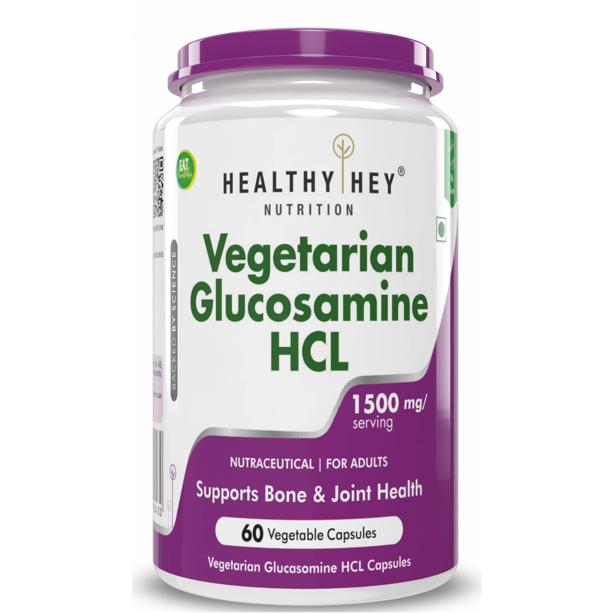 

HealthyHey Nutrition Vegetarian Glucosamine HCL for Joint Support | 1500mg | 60 Veg Capsules