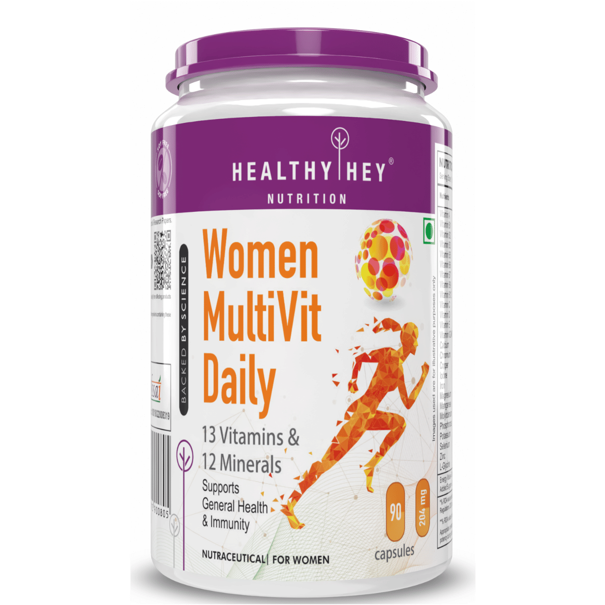 

HealthyHey Nutrition Multi Vitamin for Women - Multi-Vit Daily - 13 Vitamins & 12 Minerals - Vegan - 90 Capsules (90)