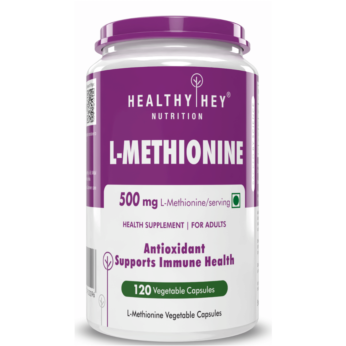 

HealthyHey Nutrition L-Methionine Free Form Pure Crystalline - 500mg - 120 Veg Capsules
