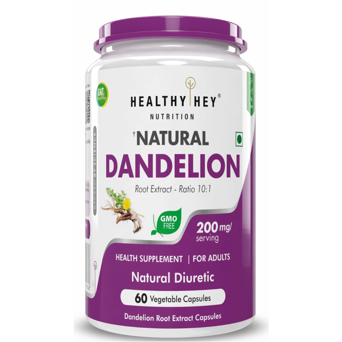 

HealthyHey Nutrition Dandelion Root Extract - Natural - 10:1 Ratio - Natural Diuretic & Support Digestion, 60 Vegetable Capsules