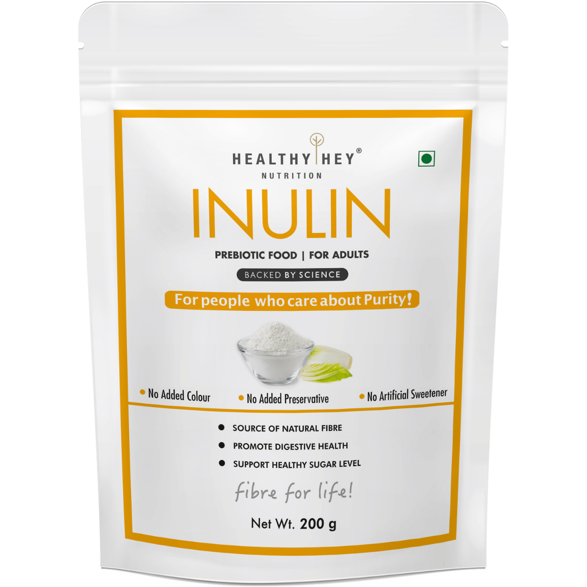 

HealthyHey Nutrition Inulin Powder - Prebiotic Food - For Adults - 200g