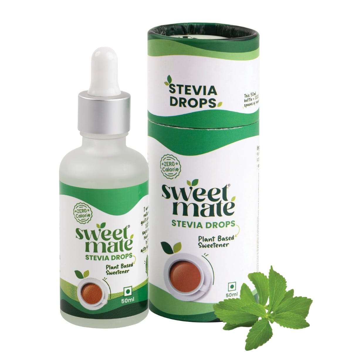 Sweetmate Pure Stevia Drops | Natural Plant-Based Liquid Sweetener | Zero Calorie, Zero Sugar, Diabetic Friendly