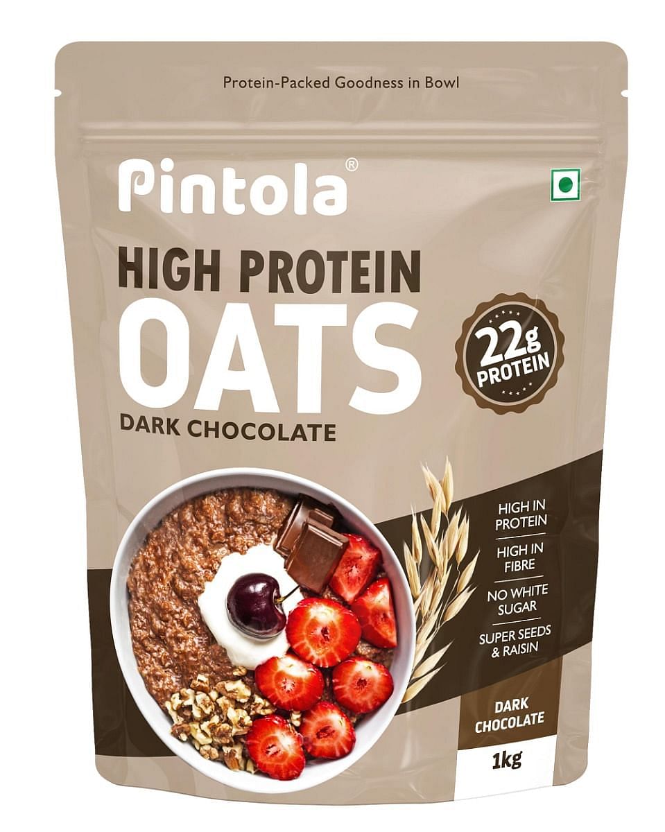 

Pintola 22g High Protein Oats, Dark Chocolate, Oats for weight loss, Breakfast Cereals Pouch - 1kg