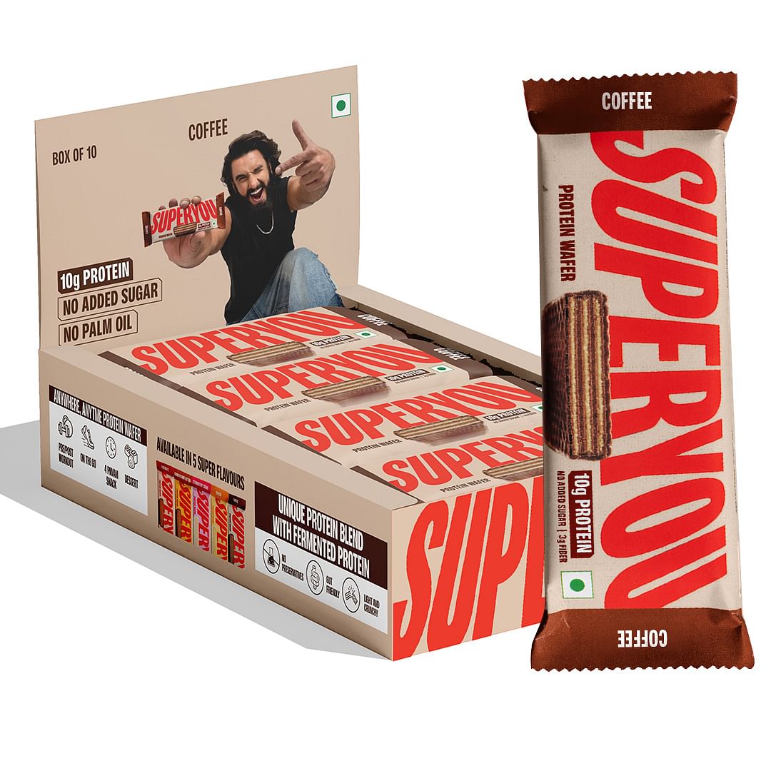 

SuperYou Coffee Protein Wafer Bars (Pack of 10)|10g Protein, 3g Fiber, No Added Sugar|Yeast Fermented Protein|Energy Bars|Crunchy Wafer Bar|100% Ve...