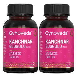 Gynoveda Thyroid Supplement Kanchnar Guggulu. Hormonal Balance For Women. 100% Ayurvedic Formula For Hypothyroidism. 2 Bottle, 480 Ayurvedic Tablets