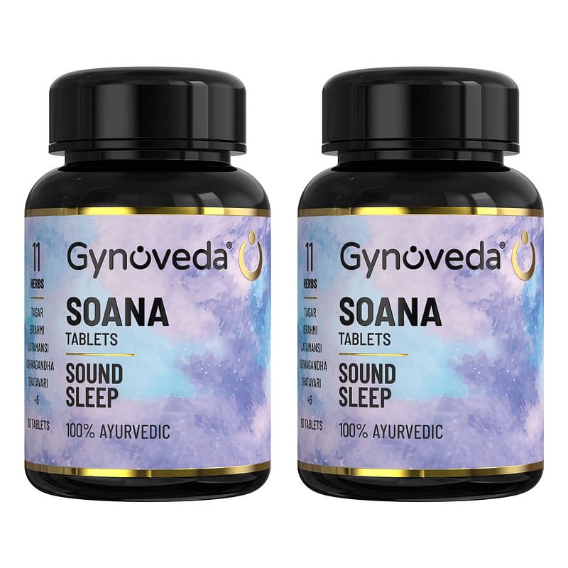 

Gynoveda Ayurvedic Deep Sleep Aid Tablets | Boost Melatonin Naturally with Tagara Jatamansi To Sleep Well | 2 Bottle 120 Soana Tabs