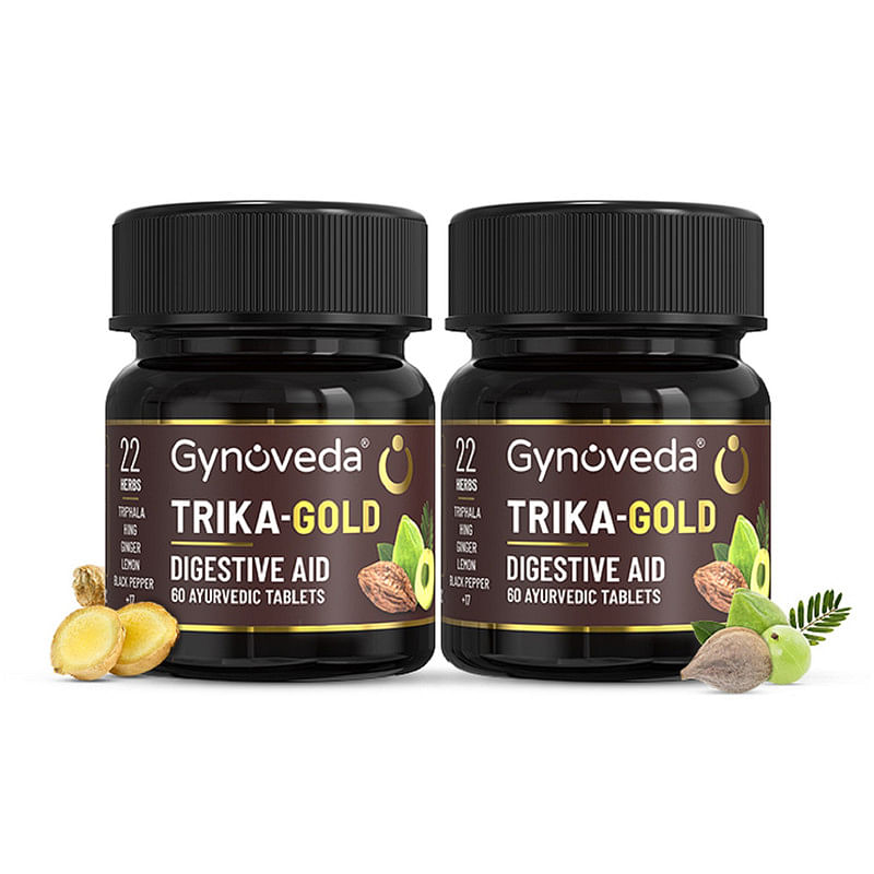 

Gynoveda Triphala Ayurvedic Tablets for Digestion, Gas, Bloating | Trika-Gold, 2 Bottle, 120 Tablets | Alternative To Lab-made Digestive Enzymes, B...