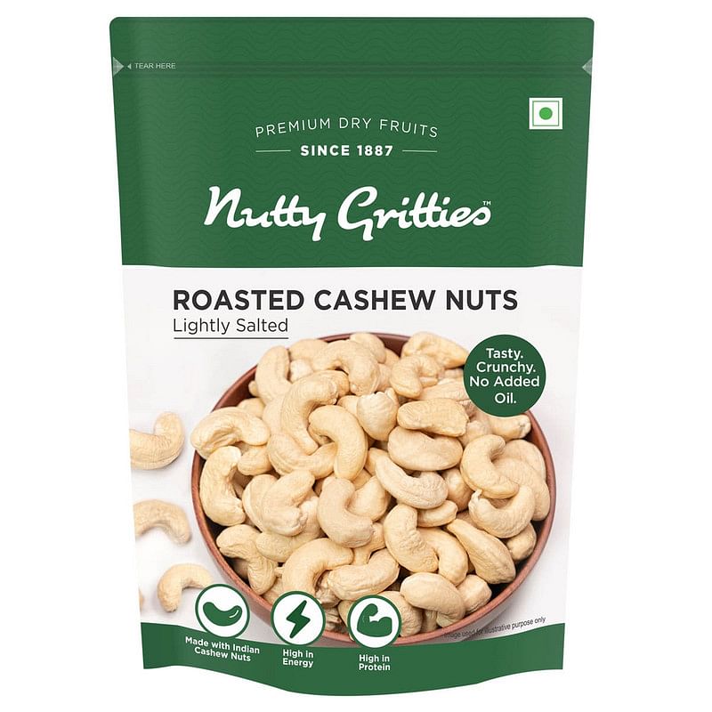 

Nutty Gritties Roasted Cashews 200g Lightly Salted, Dry Roasted, Non Fried, Zero Oil, Crunchy Healthy Snack,