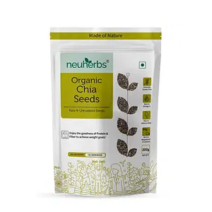 Neuherbs Raw Unroasted Chia Seeds for eating with Omega 3 and Fiber for Weight Loss management - 200 Gram