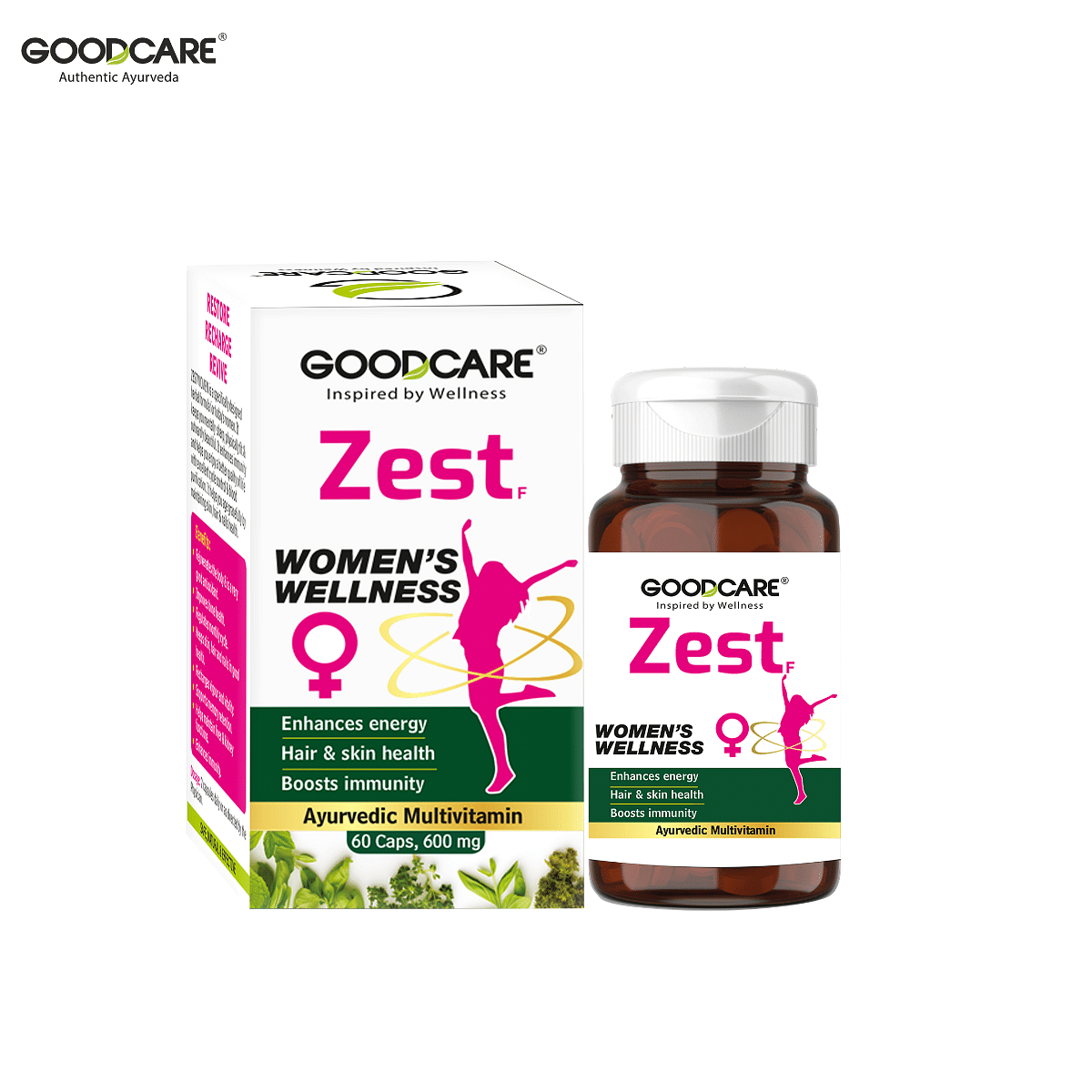 

GOODCARE (From the house of Biadyanath) Zest Women | Herbal Multi-Vitamin Capsules, with Ashwagandha, Ashok, Giloy and Neem for Healthy Skin and Bo...