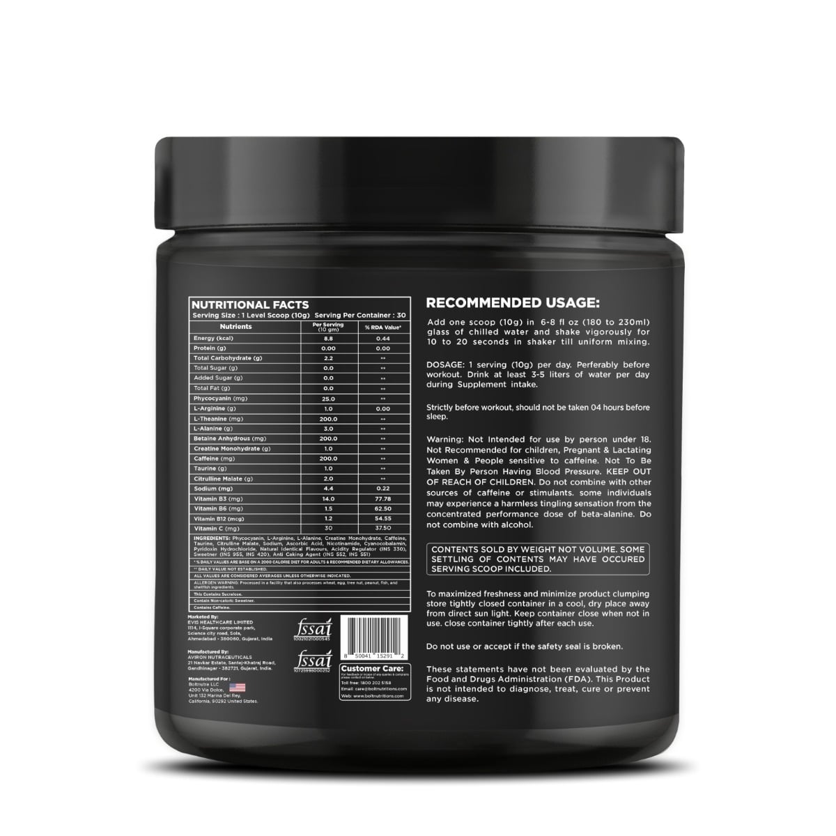 Bolt Nutrition Pre Workout Supplement With Caffeine, Citrulline Malate ...