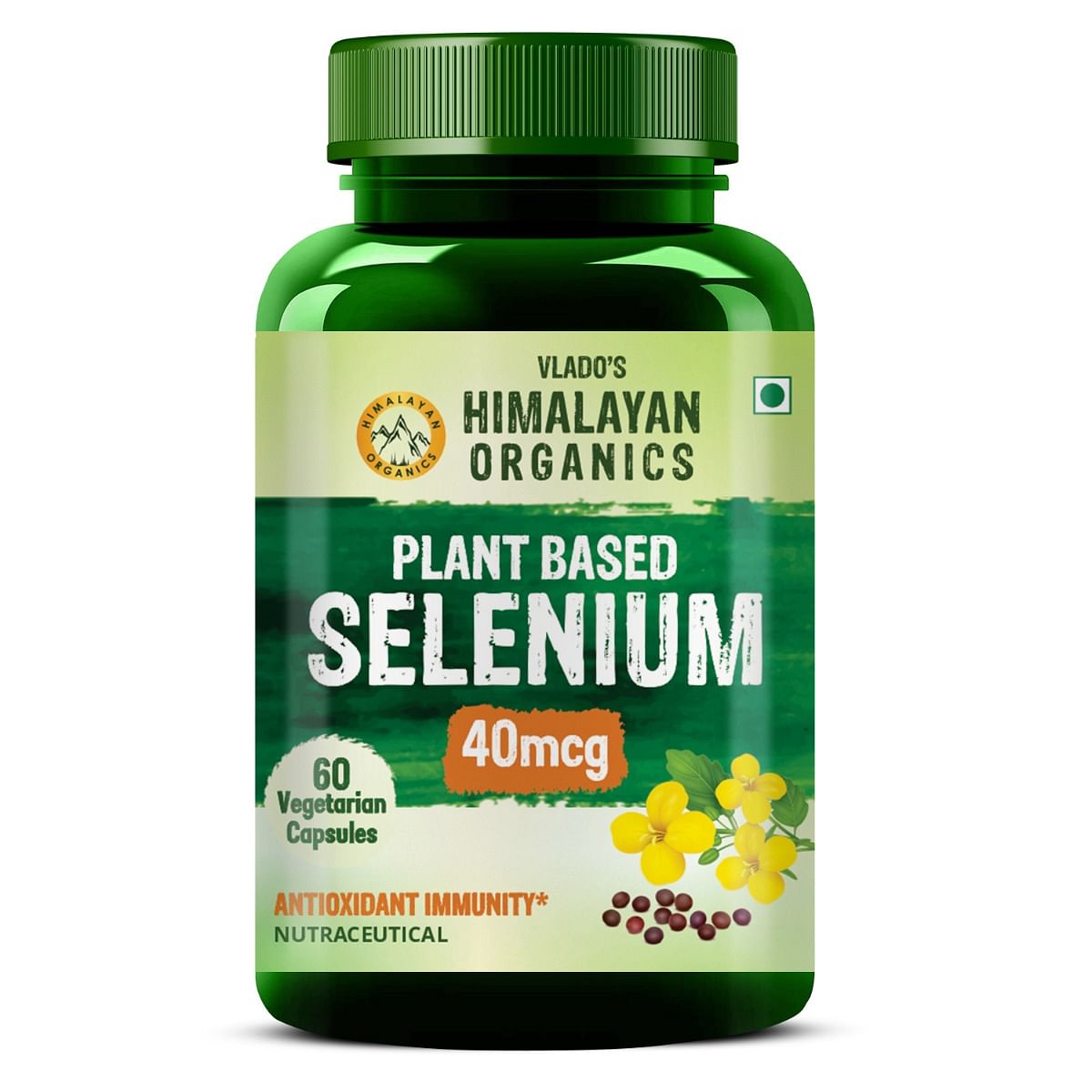 

Vlado's Himalayan Organics Plant Based Selenium 40mcg | Good For immune Support | Promote Heart Health And Cardiovascular System - 60 veg Capsules