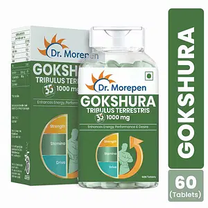 DR. MOREPEN Gokshura Tablets For Mens Wellness | Tribulus Gokshura with 40% Saponins | For both Men and Women for Overall Well-being | Tribulus Terrestris |- 60 Veg Tablets