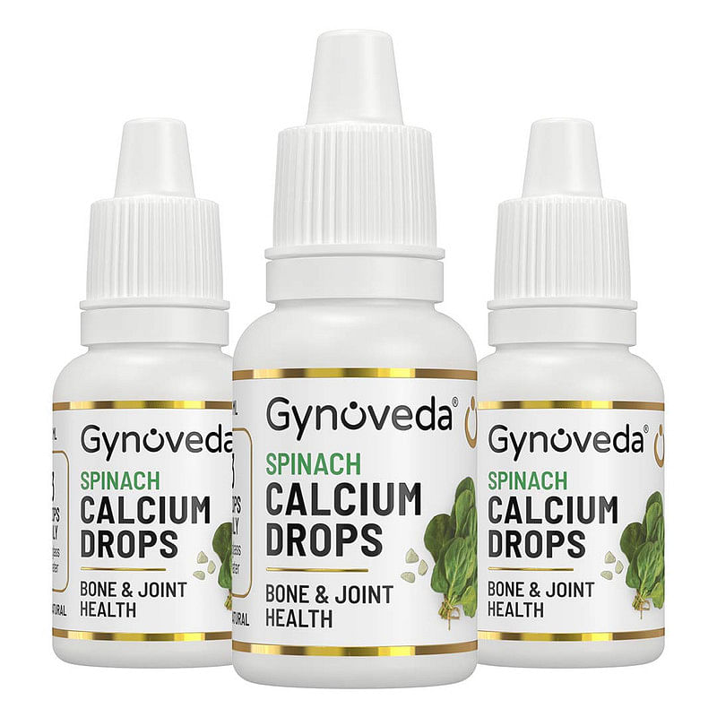 

Gynoveda Spinach Calcium Drops. Ayurvedic Supplement For Healthy Bones, Muscles. Relief From Osteoporosis, Knee Pain. 3 Bottles, 45 ml Drops of Wat...