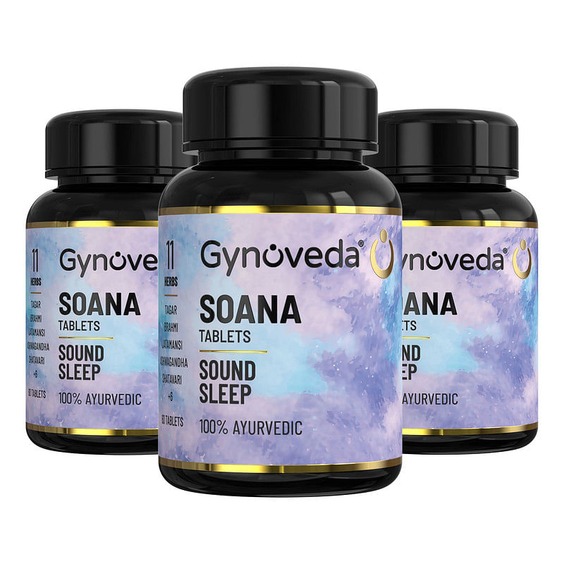 

Gynoveda Ayurvedic Deep Sleep Aid Tablets | Boost Melatonin Naturally with Tagara Jatamansi To Sleep Well | 3 Bottle 180 Soana Tabs