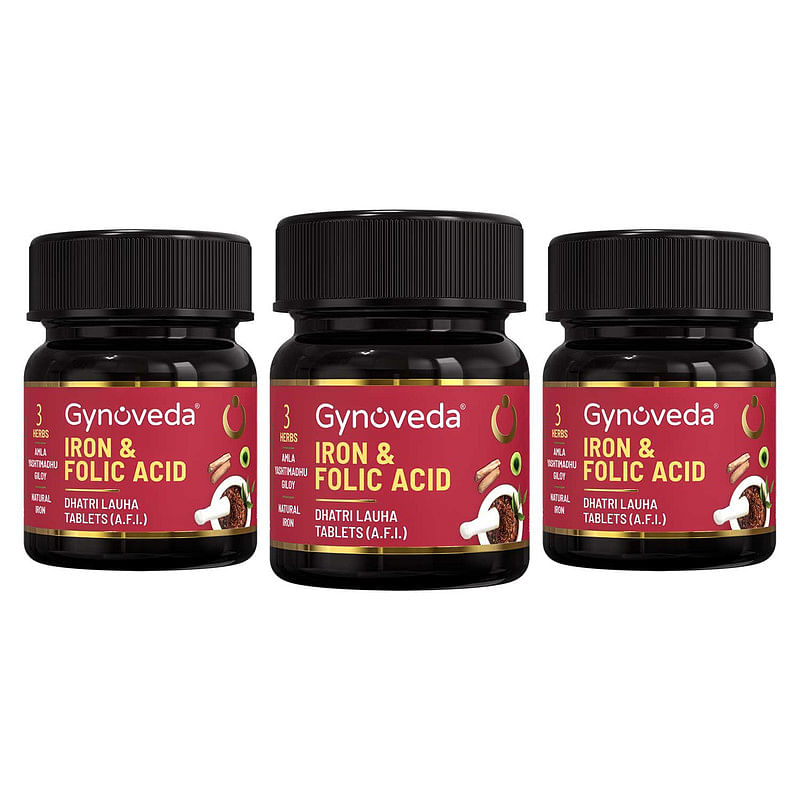 

Gynoveda Iron Folic Acid Supplement | Ayurvedic Blood Builder for Hemoglobin lost in Periods | Rich in Calcium, B9, B12, Vitamin C from Amla | Help...