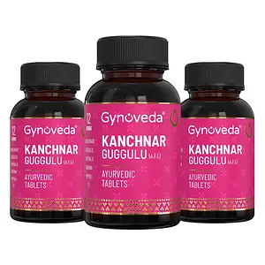 Gynoveda Thyroid Ayurvedic Tablets, Kanchnar Guggulu To Maintain Healthy TSH T3 T4 Levels 3 Bottles 720 Tablets