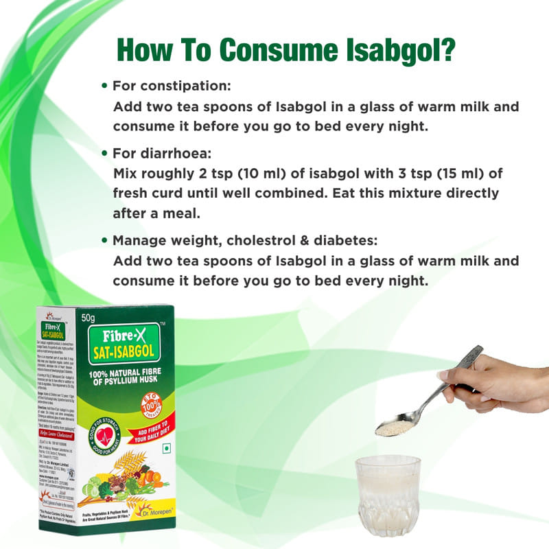 DR. MOREPEN FiberX Sat Isabgol, Psyllium Husk Powder for Constipation