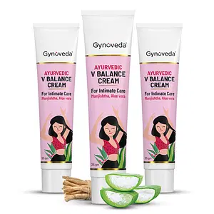 Gynoveda Vbalance Intimate Cream. Aloe Vera Manjistha Vaginal Ayurvedic Moisturiser For intimate area. 25gm each (Pack of 3)