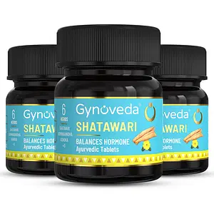Gynoveda Shatavari Hormone Balancer Ayurvedic Tablets For Teenagers | Safe Alternative To Hormonal Imbalance Supplement, Pitta Balance Capsules, Churna | 3 Bottle 180 Tablets
