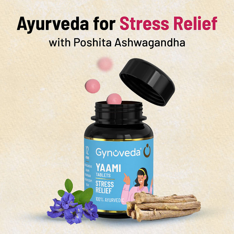 Gynoveda Stress Relief Ashwagandha Tablet. Happy Hormone Serotonin