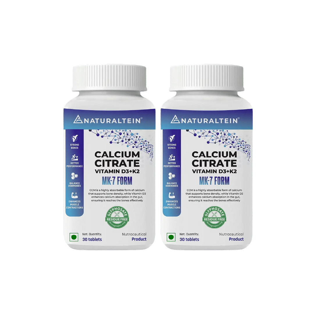 

NATURALTEIN Calcium Citrate Vitamin D3+K2 MK 7 Form - 1 nos (30 Tablets) - Pack of 2