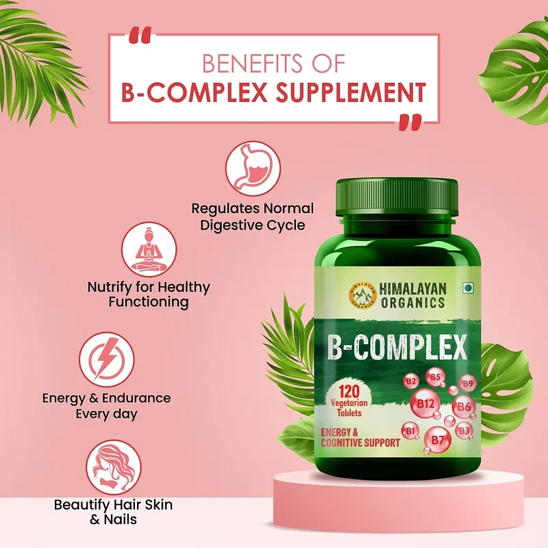 Himalayan Organics B- Complex Supplement to Support Cognitive Health - 120  Veg Tablets