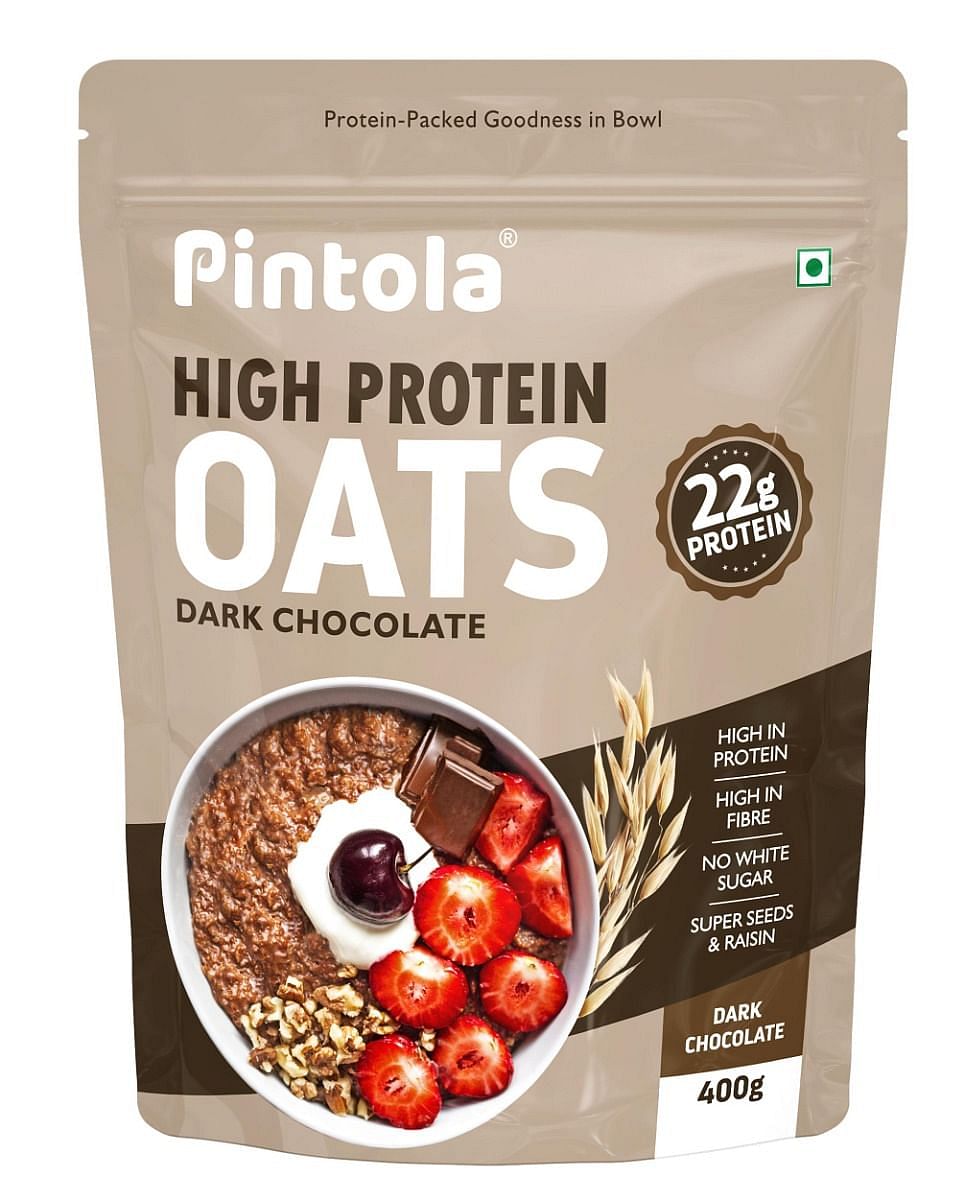 

Pintola 22g High Protein Oats, Dark Chocolate, Oats for weight loss, Breakfast Cereals Pouch - 400g