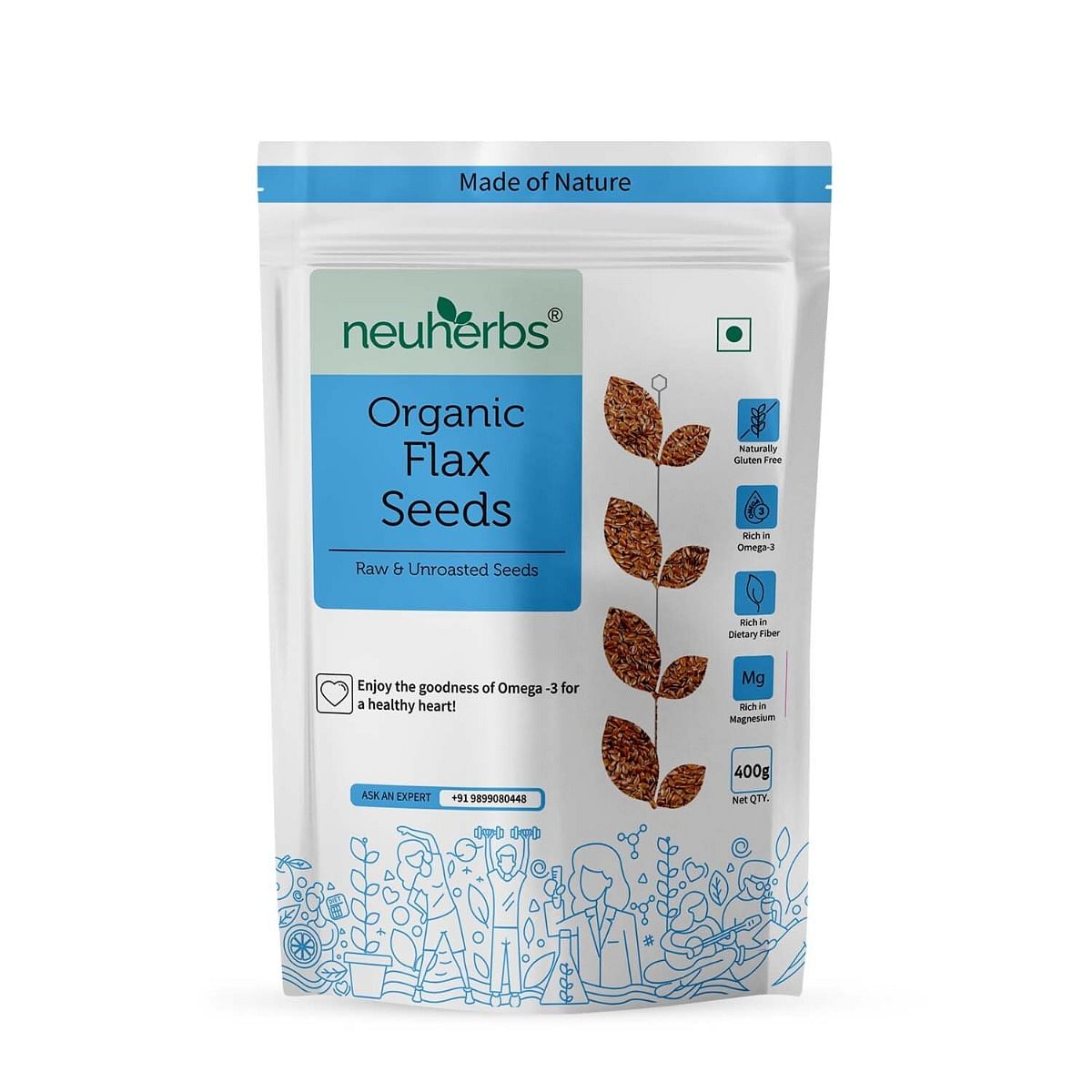 

Neuherbs Raw Unroasted Flax Seeds for Eating Rich with Fiber for Weight Management - 400 G