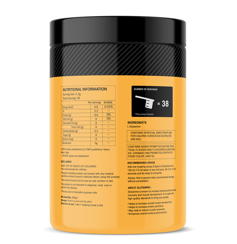 

MyFitFuel Pure Glutamine (.44 lbs) 200 gm, Orange