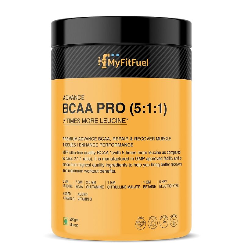 

MyFitFuel Advance BCAA Pro (5:1:1), (5 Times Leucine) BCAA, Glutamine, Electrolytes, Betaine, Citrulline Malate, Vitamins. Best Intra Workout Energ...