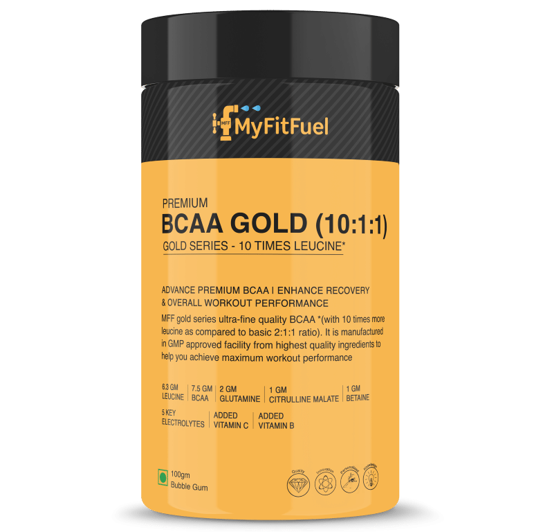 MyFitFuel Premium BCAA Gold (10:1:1), (10 Time Leucine) BCAA, Glutamine, Electrolytes, Betaine, Citrulline Malate, Vitamins. Best Intra Workout Energy Supplement For Men & Women-image-19