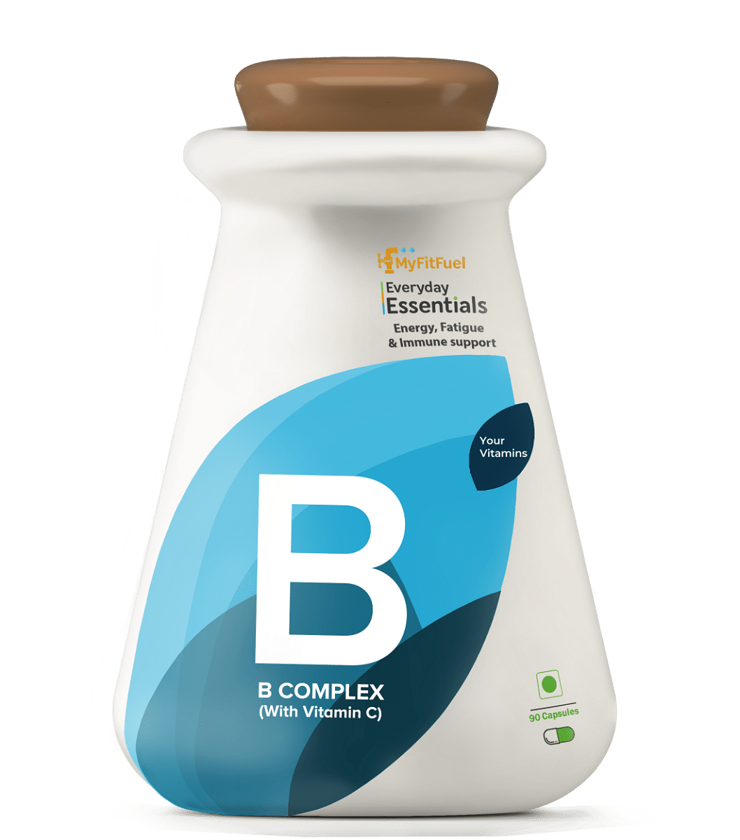 

MyFitFuel B Complex with Vitamin C (90 Capsules) with 100% RDA B1, B2, B3, B5, B6, B7, B9 & B12 | Hair Growth, Energy & Immunity | Youthful Skin