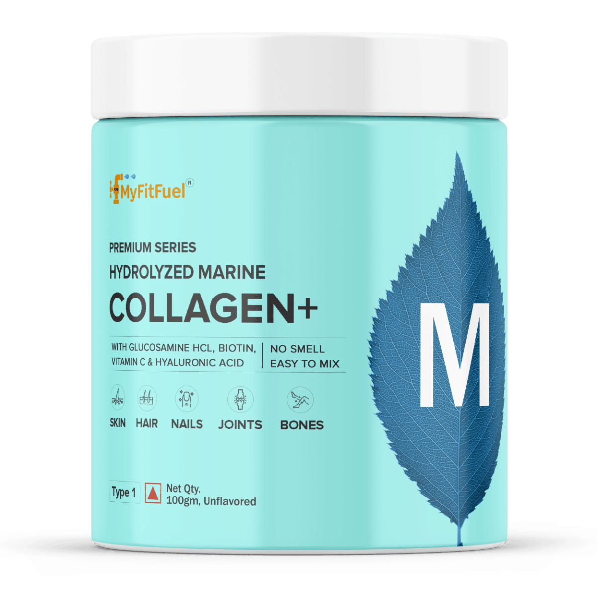 MyFitFuel Hydrolyzed Marine Collagen with Glucosamine, Hyaluronic Acid, Biotin, Zinc & Vitamin C | For Skin, Hair, Nails & Joints