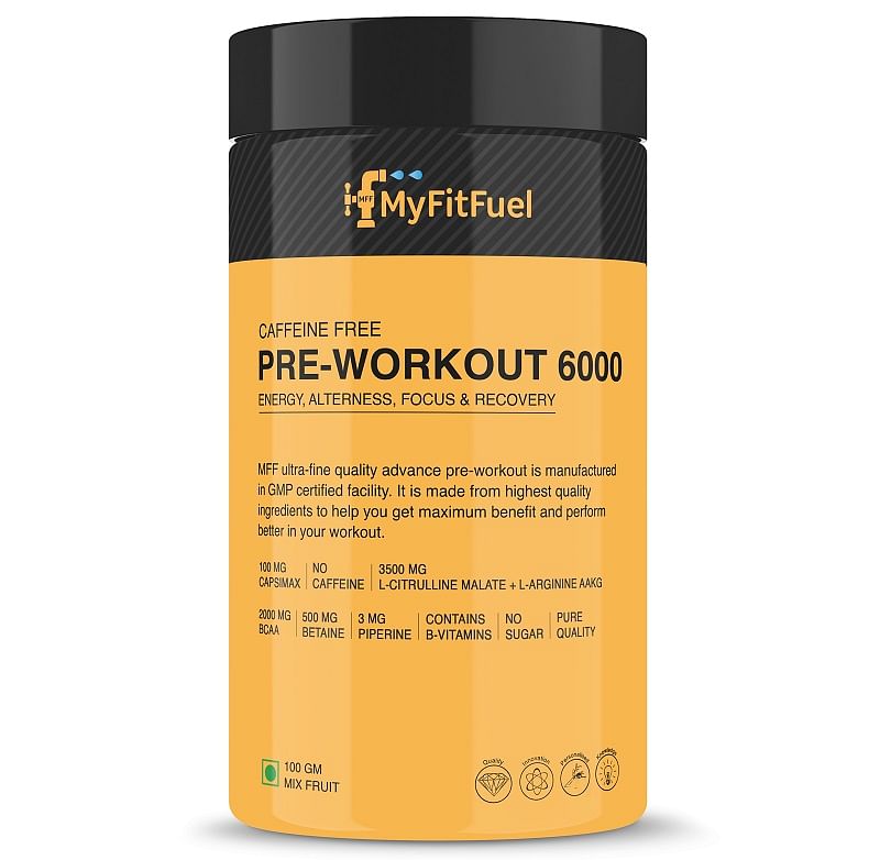 

MyFitFuel Pre Workout 6000 (Caffeine Free), 100gm, Mix Fruit