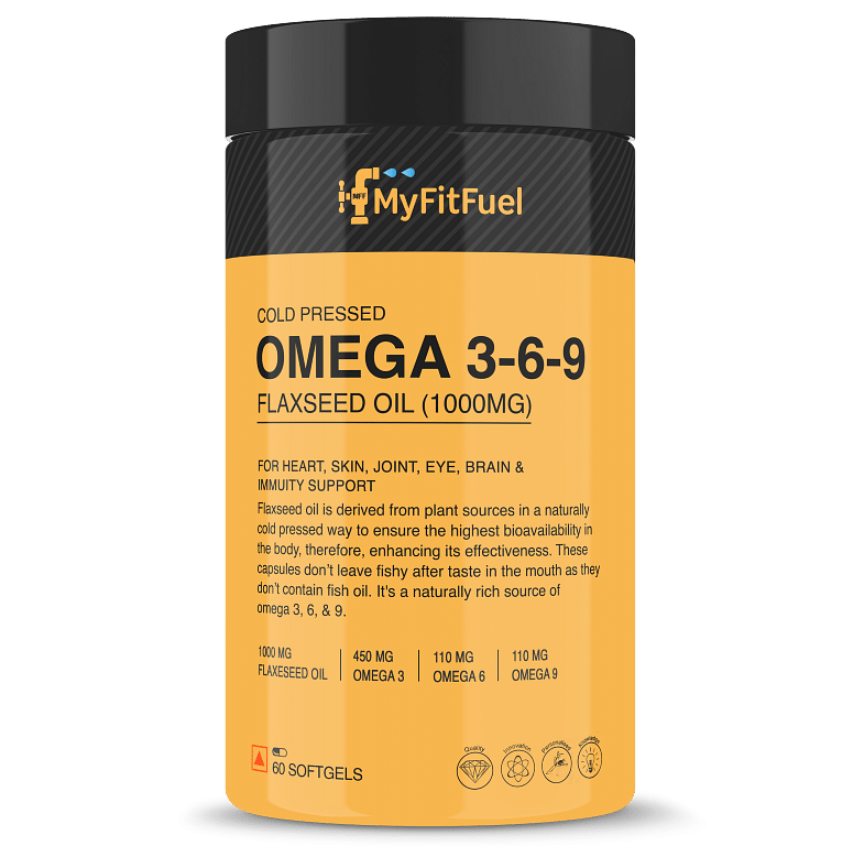 

MyFitFuel Omega 3 6 9 (Flax Seed Oil), Cold Pressed, 1000mg, 60 Softgels