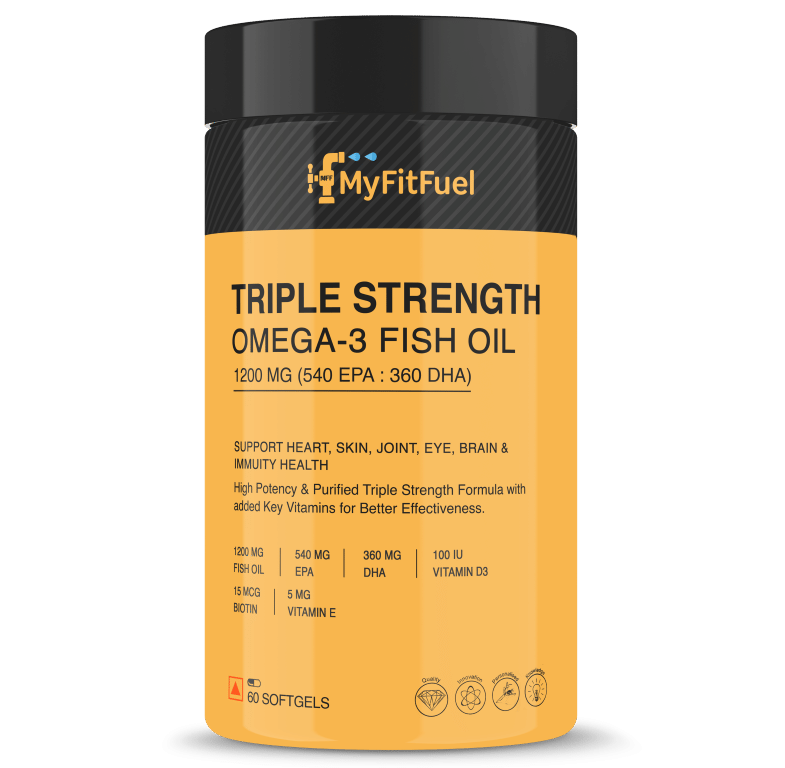 MyFitFuel Triple Strength Omega 3 Fish Oil With Vitamins, 1200mg (540 EPA 360 DHA) Per Softgel | 2400mg Omega (1080 EPA, 720 DHA) Per 2 Softgel | 3x Omega For Men & Women, No Fishy Burps