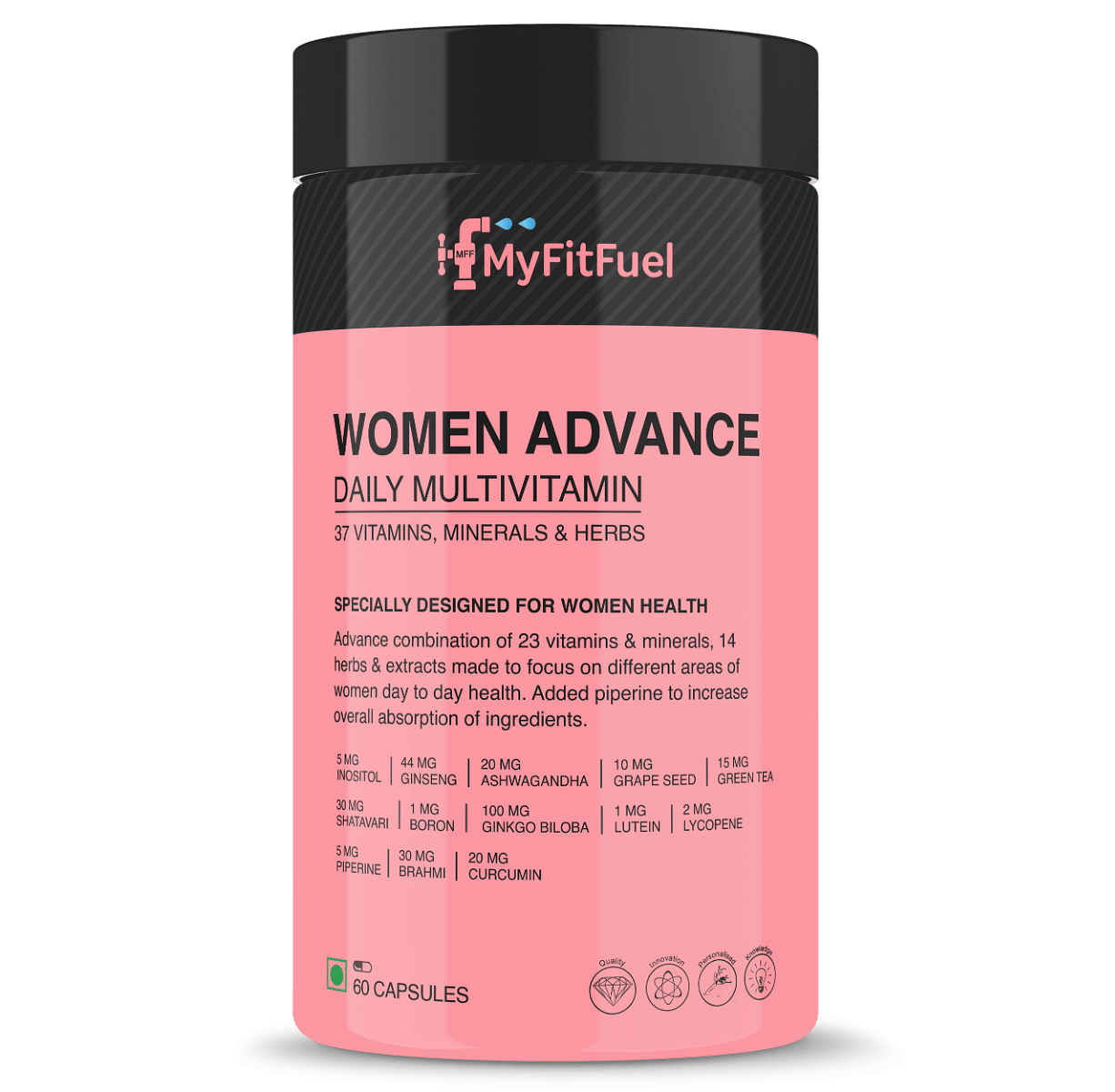 

MyFitFuel Women Advance Daily Essential Multivitamin 37 Herbs, Vitamins, Minerals 60 Cap