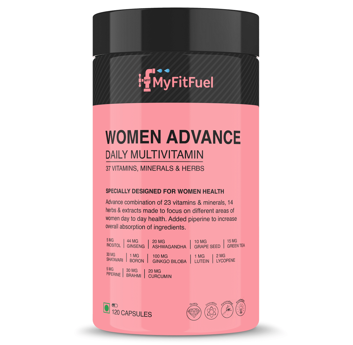 

MyFitFuel Women Advance Daily Essential Multivitamin 37 Herbs, Vitamins, Minerals 120 Cap