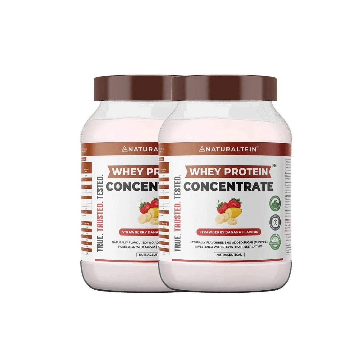 

NATURALTEIN Whey Protein Concentrate Strawberry Banana - 1 kg - Pack of 2