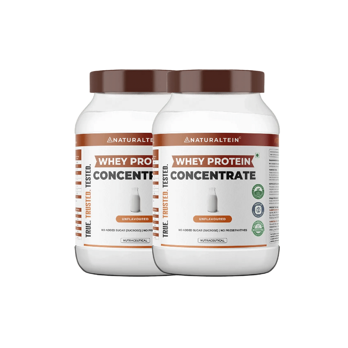 

NATURALTEIN Whey Protein Concentrate Unflavoured - 1 kg - Pack of 2
