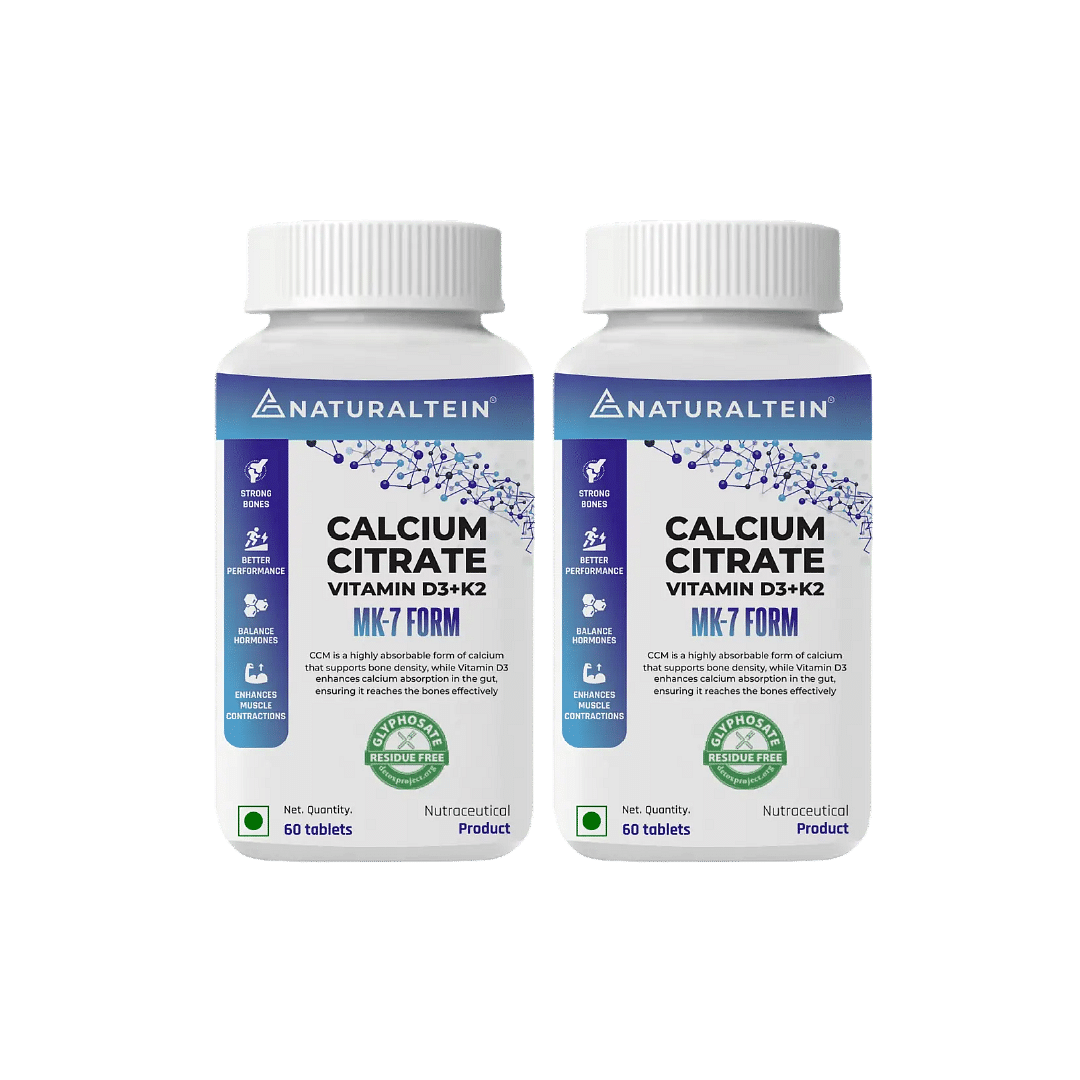 

NATURALTEIN Calcium Citrate Vitamin D3+K2 MK 7 Form - 1 nos (60 Tablets) - Pack of 2