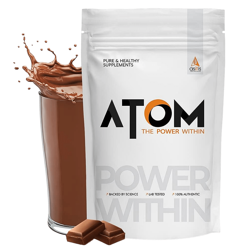 

AS-IT-IS ATOM Whey Protein 500gms | Double rich chocolate | 14 Servings | 27g protein | 5.7g BCAA | Digestive Enzymes